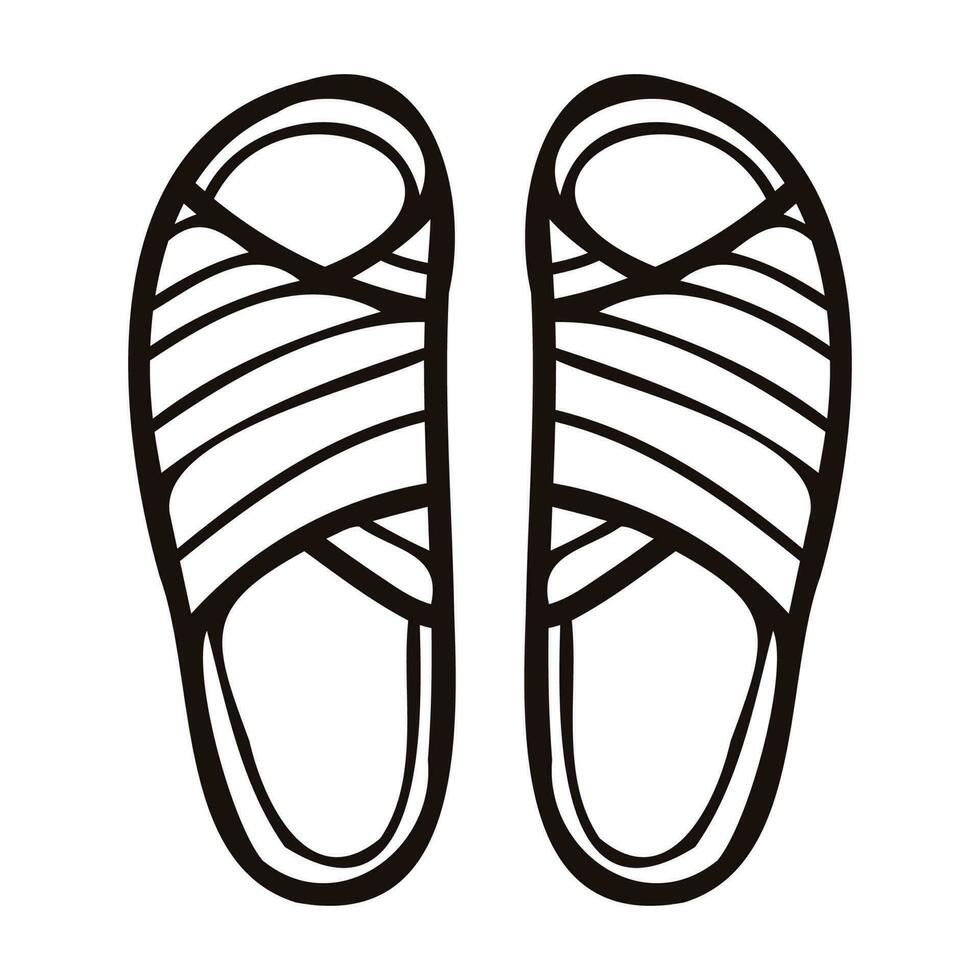 Hand Drawn women sandals in doodle style vector