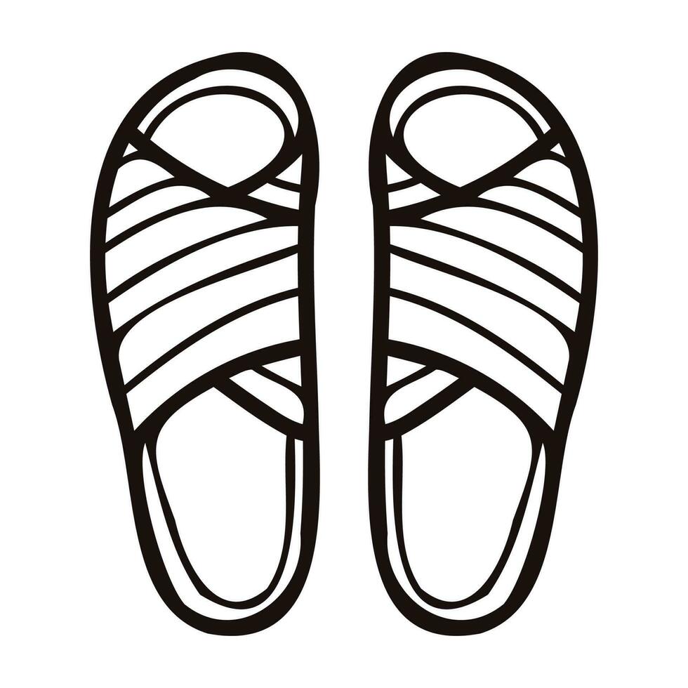 Hand Drawn women sandals in doodle style vector