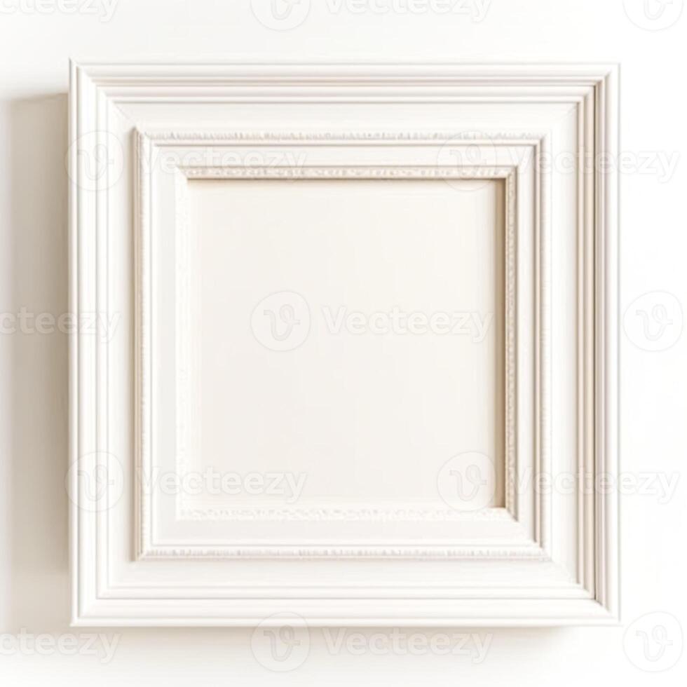 clásico vacío blanco cuadrado de madera marco para cuadro, póster, foto o obra de arte pared Arte Bosquejo. generativo ai