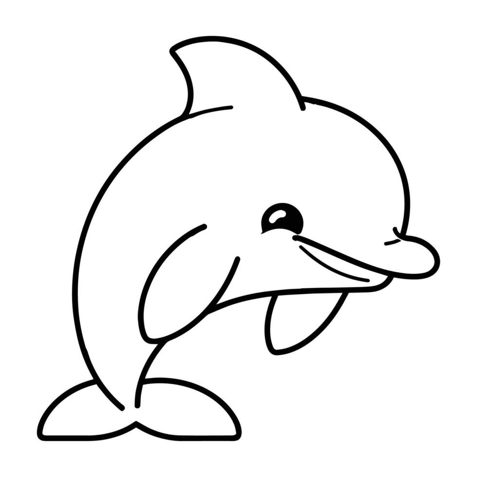 Hand Drawn cute dolphin in doodle style vector
