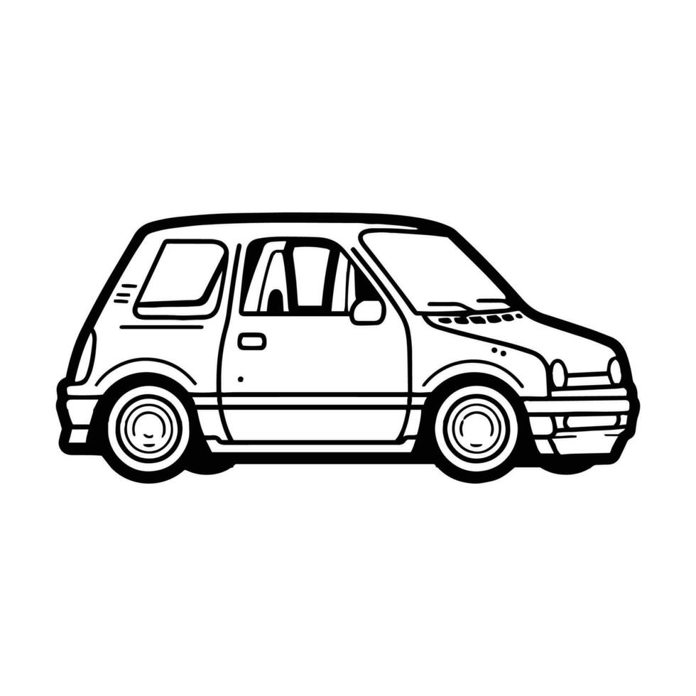 sedan car in flat line art style vector
