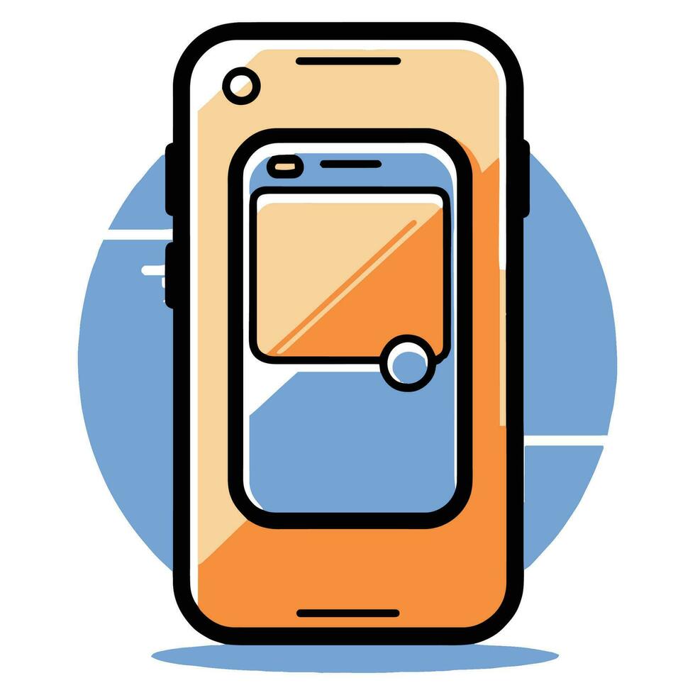 smart phone in flat line art style vector