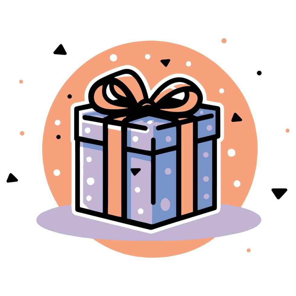 Hand Drawn gift box in doodle style vector