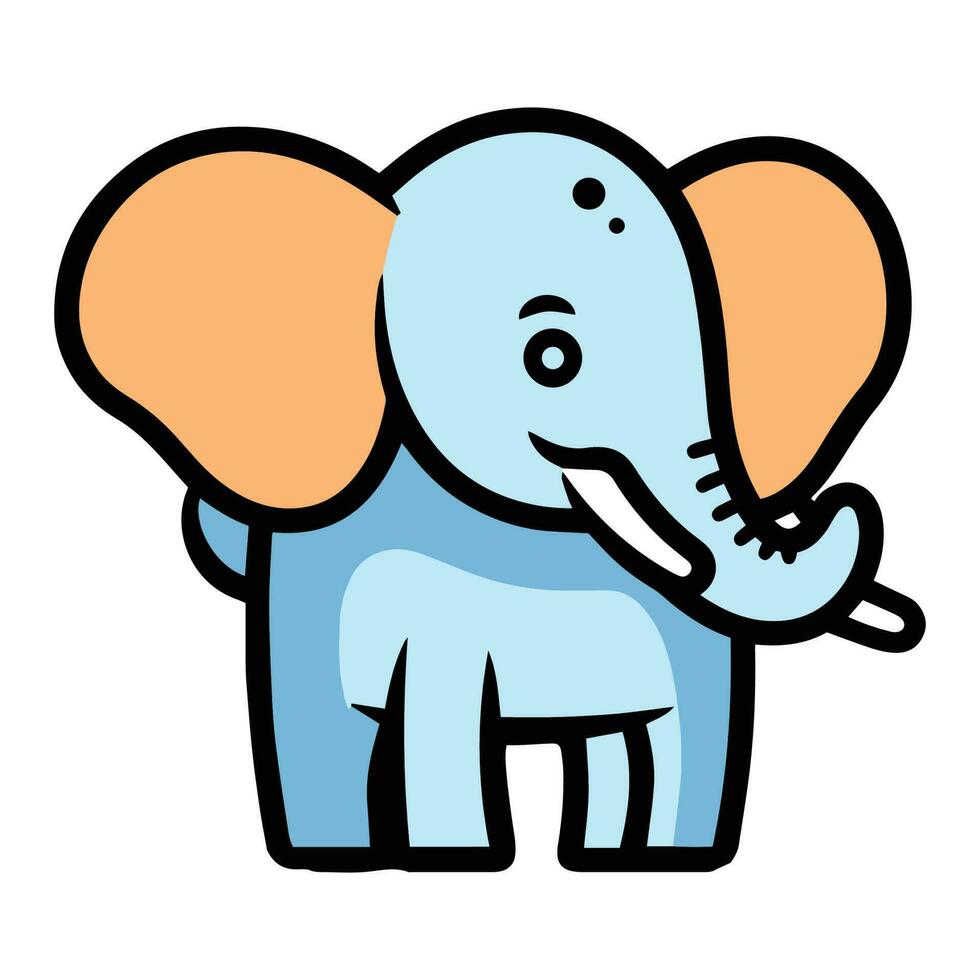 Hand Drawn cute elephant in doodle style vector