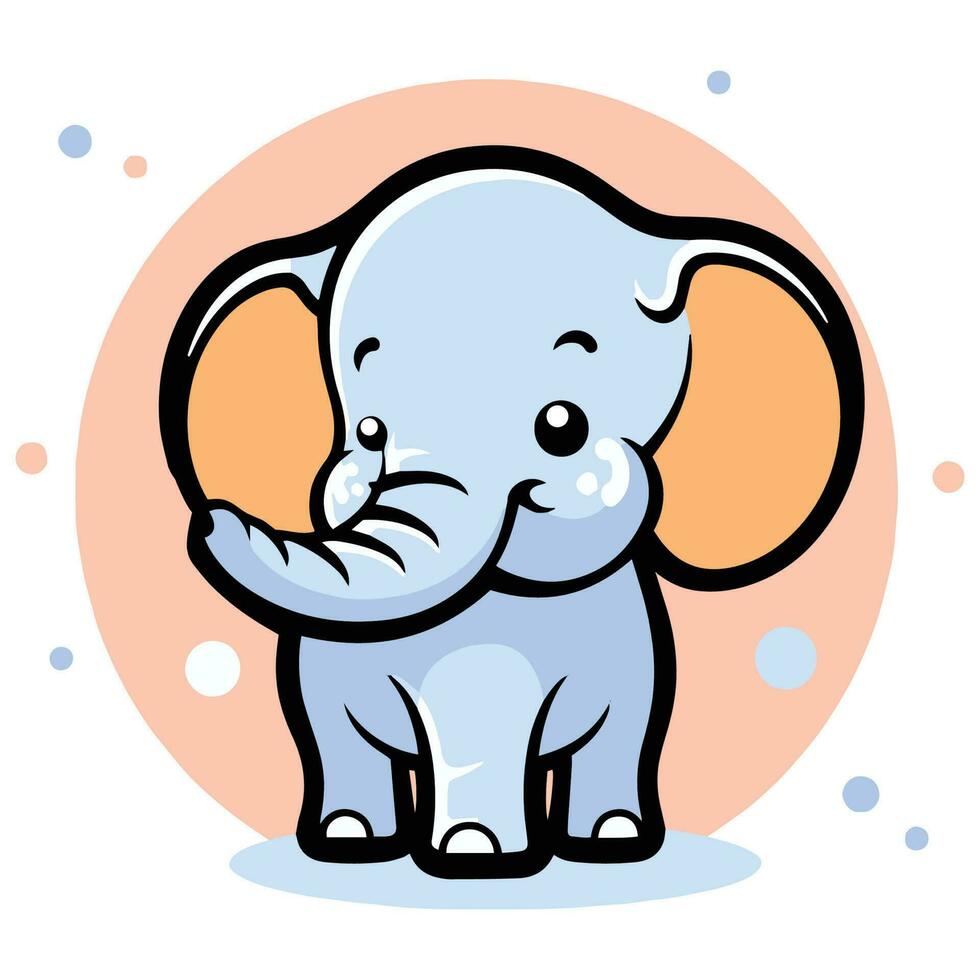 Hand Drawn cute elephant in doodle style vector