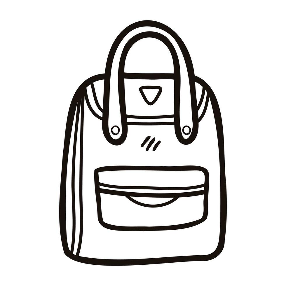 Hand Drawn cute backpack for kids in doodle style vector