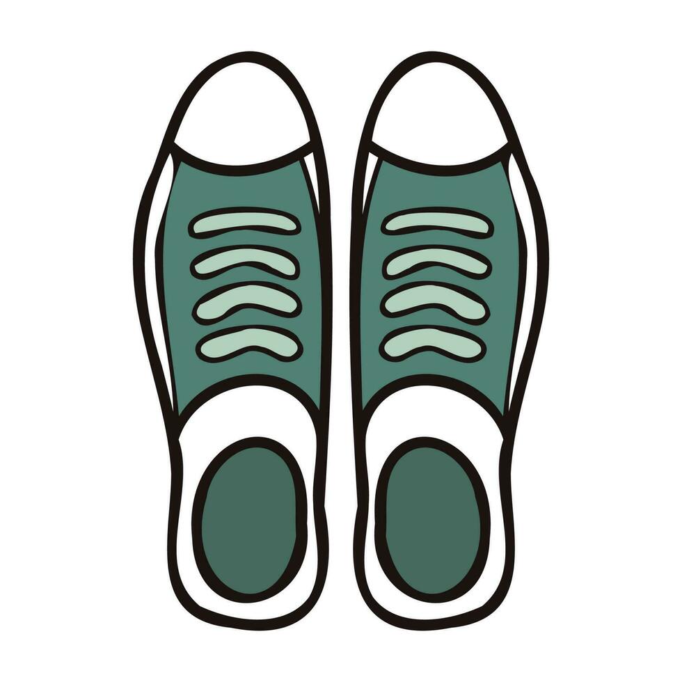 Hand Drawn cute sneakers in doodle style vector