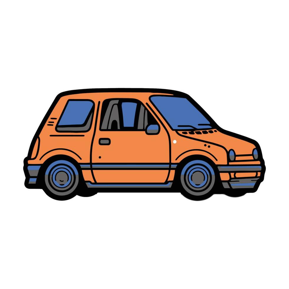 sedán coche en plano línea Arte estilo vector