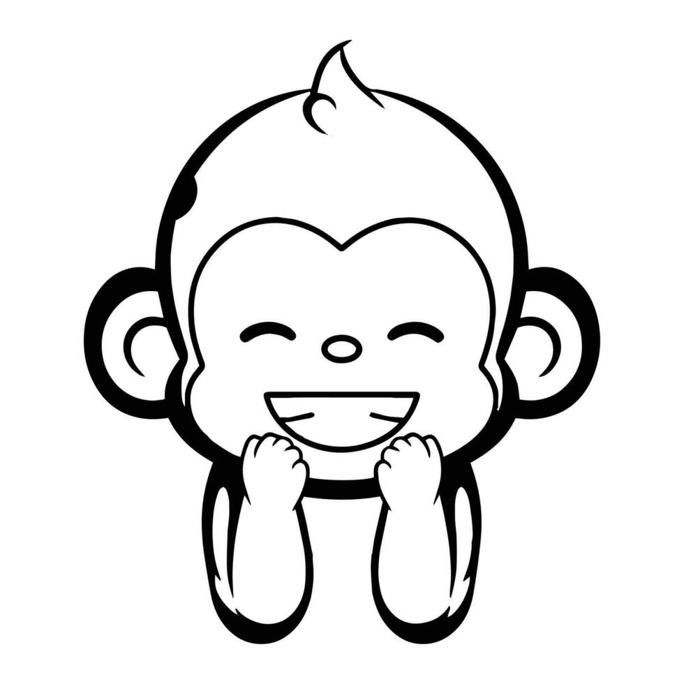 Hand Drawn cute monkey in doodle style vector