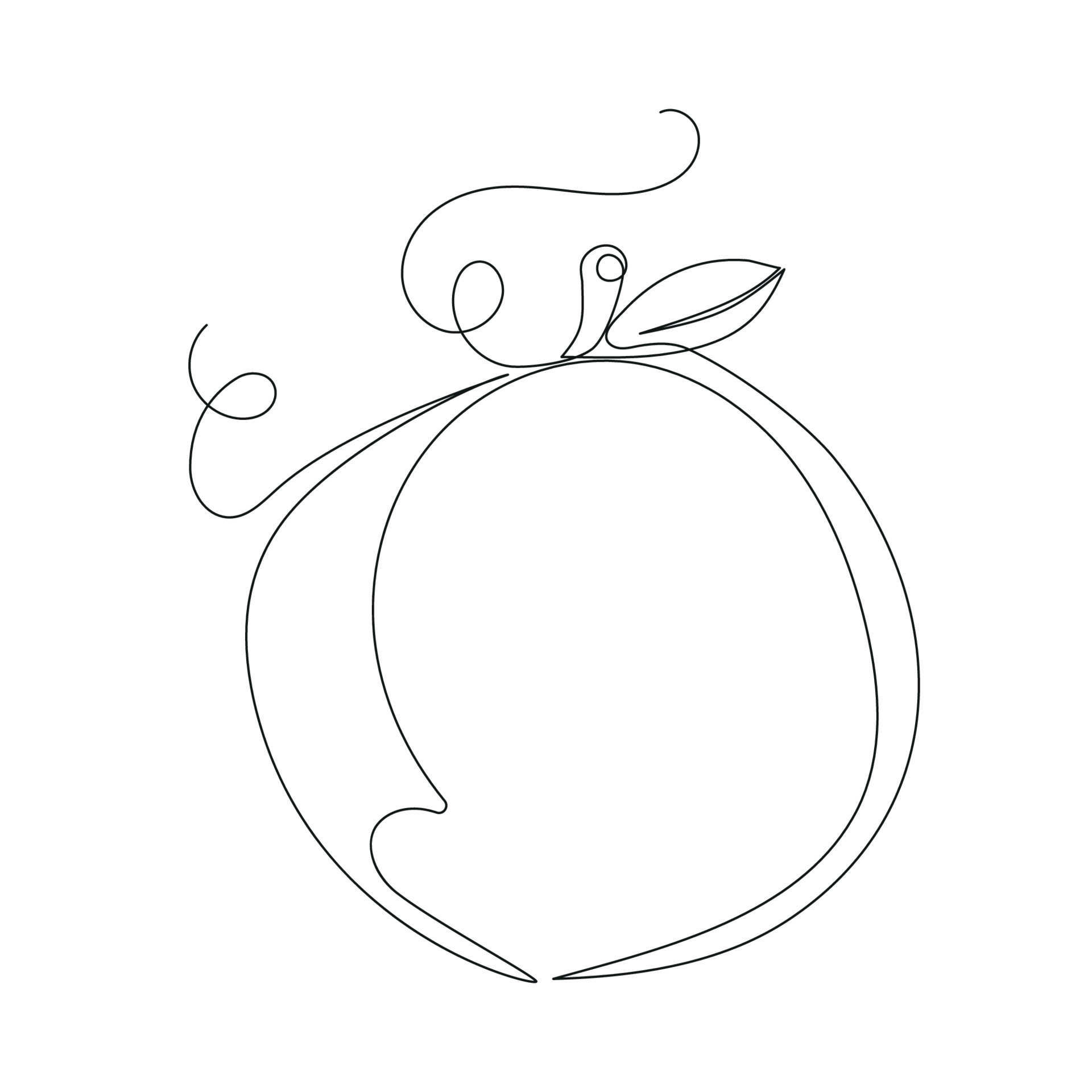Continuous single line drawing of peach. Line art fruit 24264761 Vector