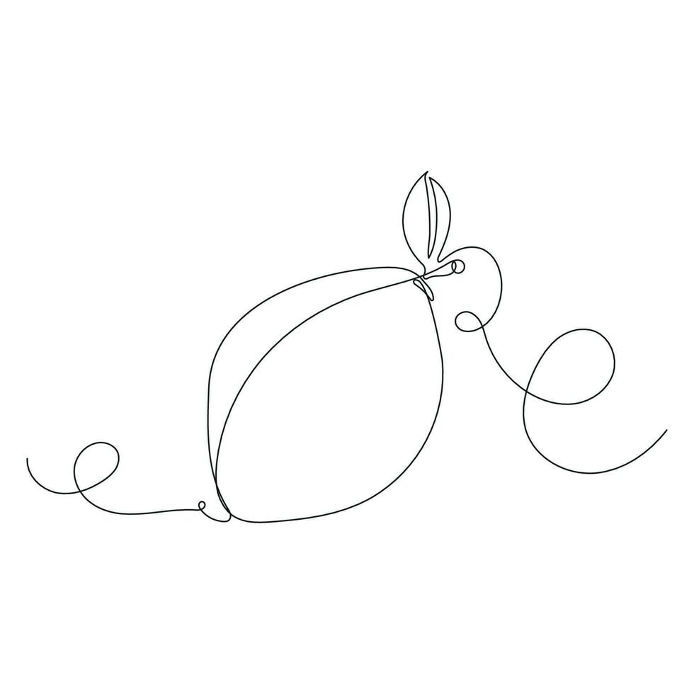 Continuous single line drawing of lemon. Line art fruit vector