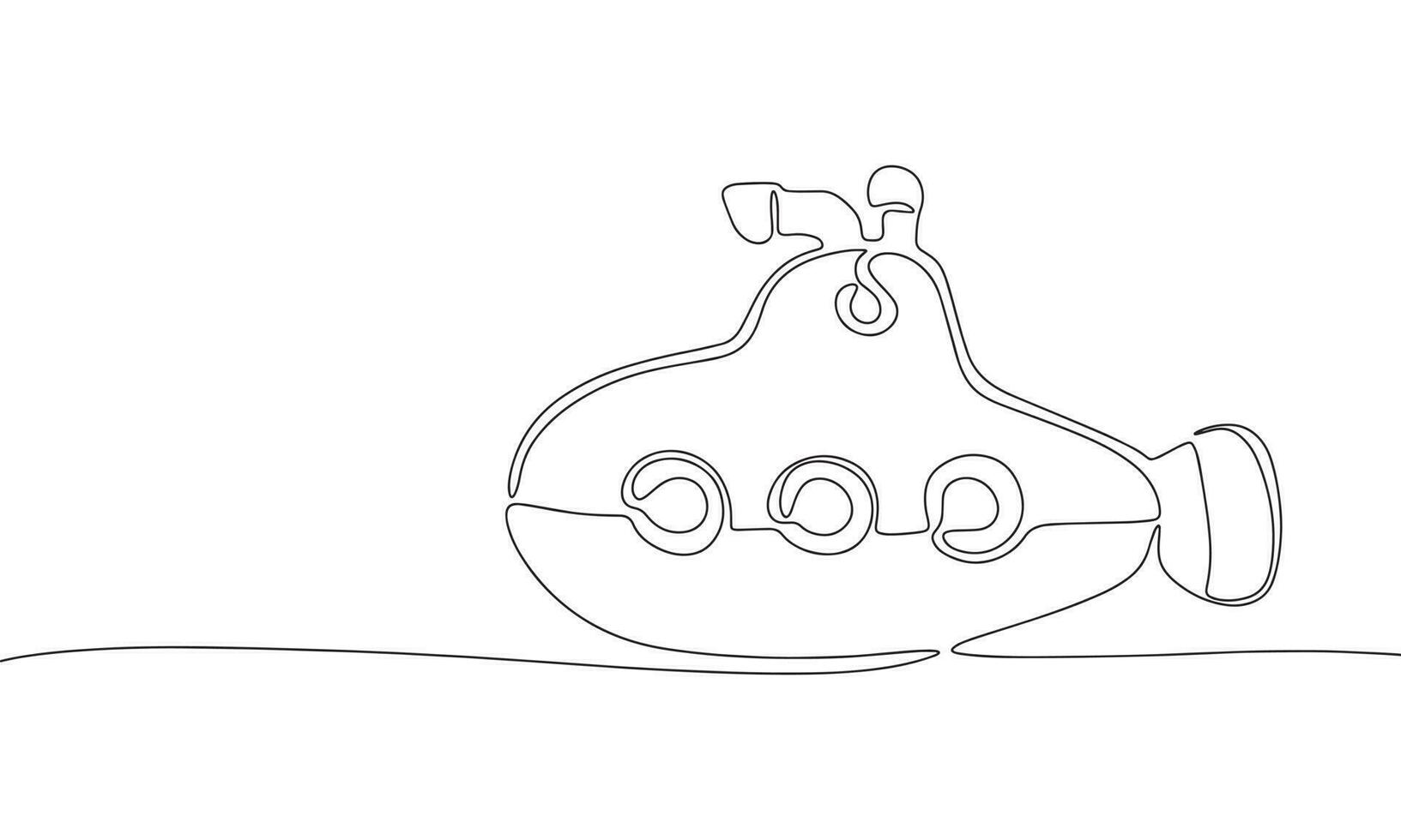 submarino juguetes aislado en blanco antecedentes. línea Arte niños juguete. uno línea continuo vector ilustración.