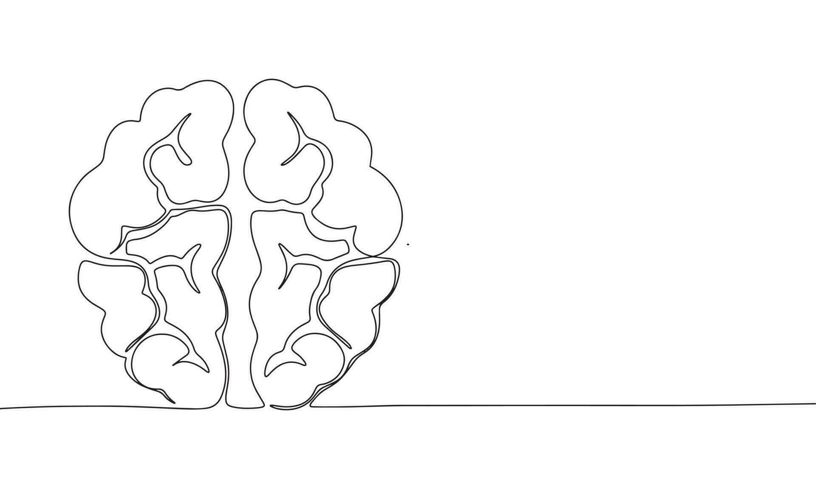 Brain isolated on white background. Line art brain. One line continuous vector illustration.