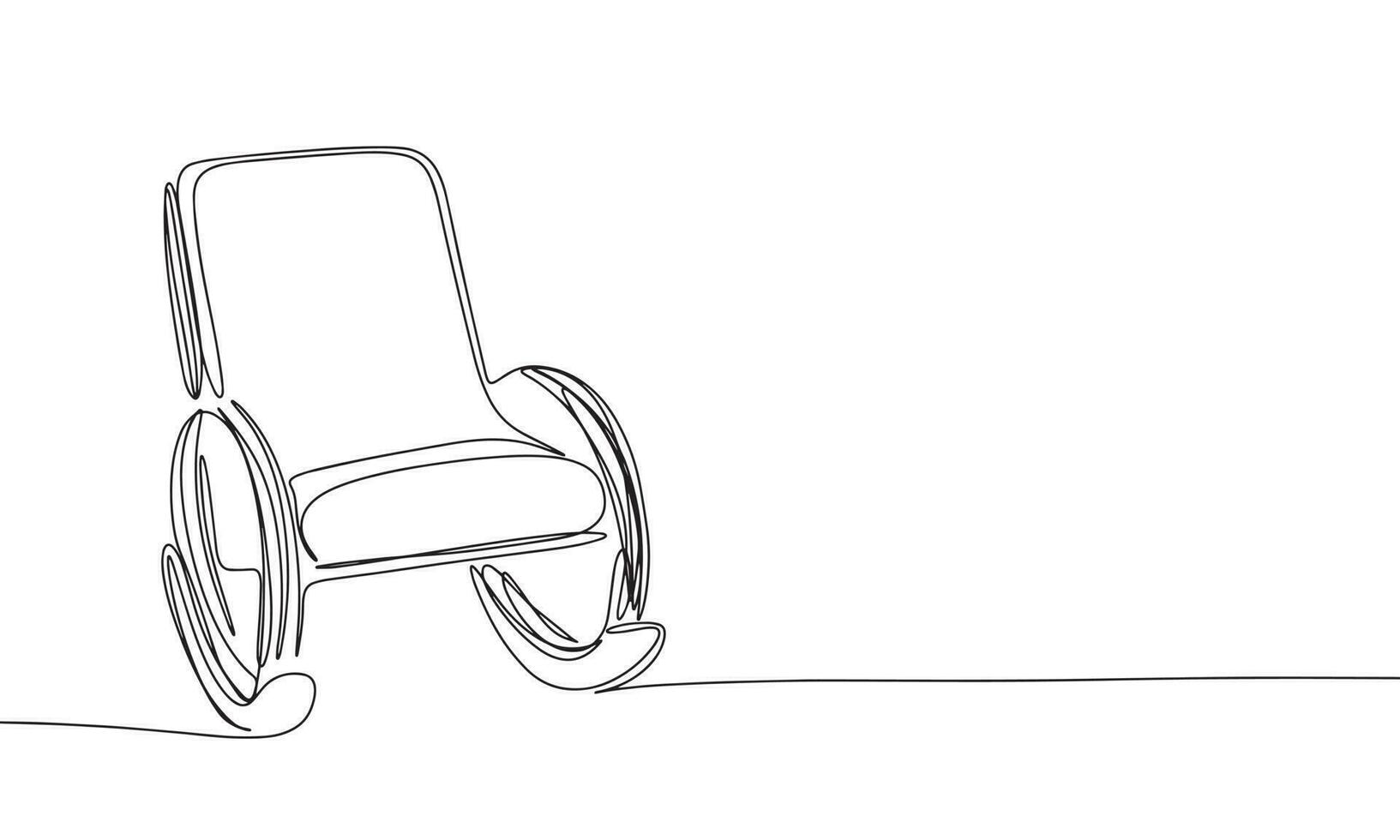 Rocking chair isolated on white background. Line art rocking chair. One line continuous vector illustration.