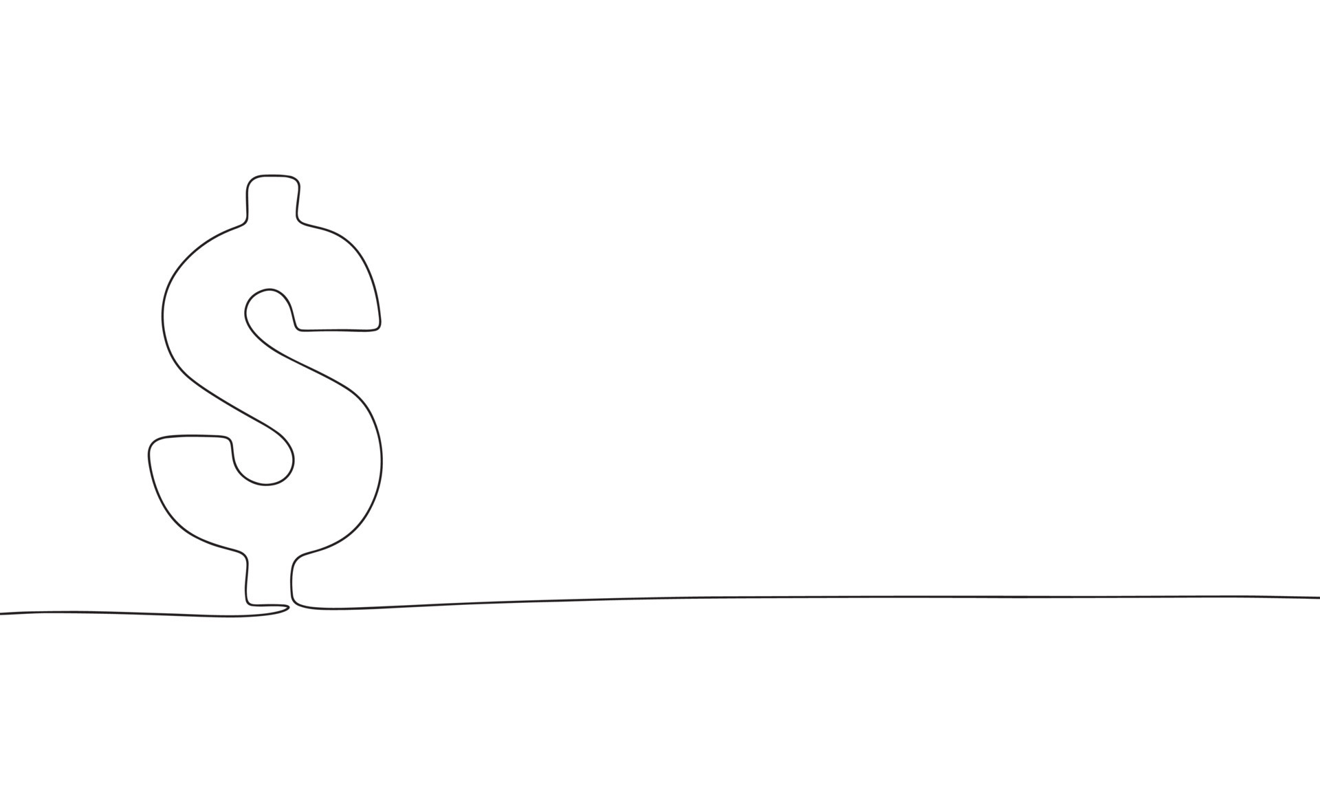 Dollar sign isolated on white background. Line art dollar. One line