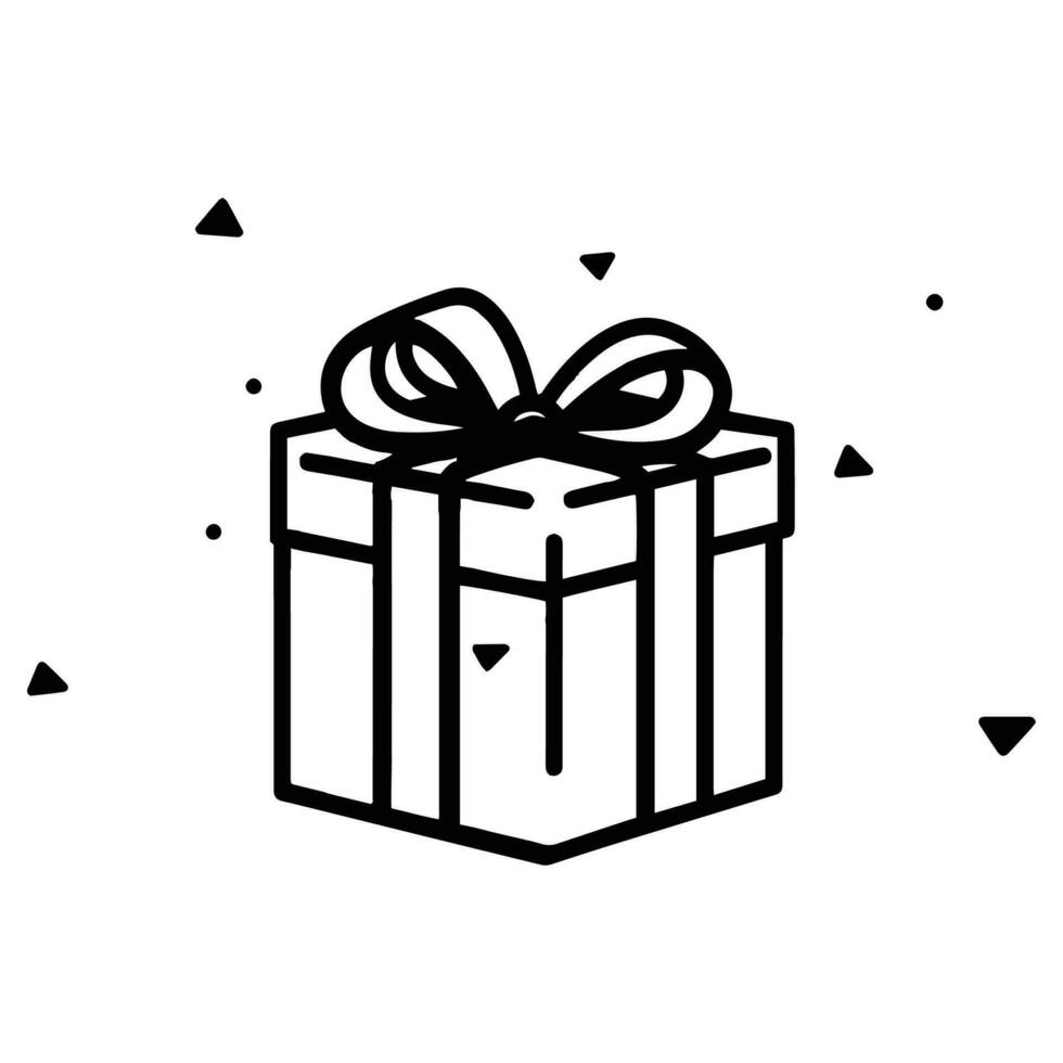 Hand Drawn gift box in doodle style vector