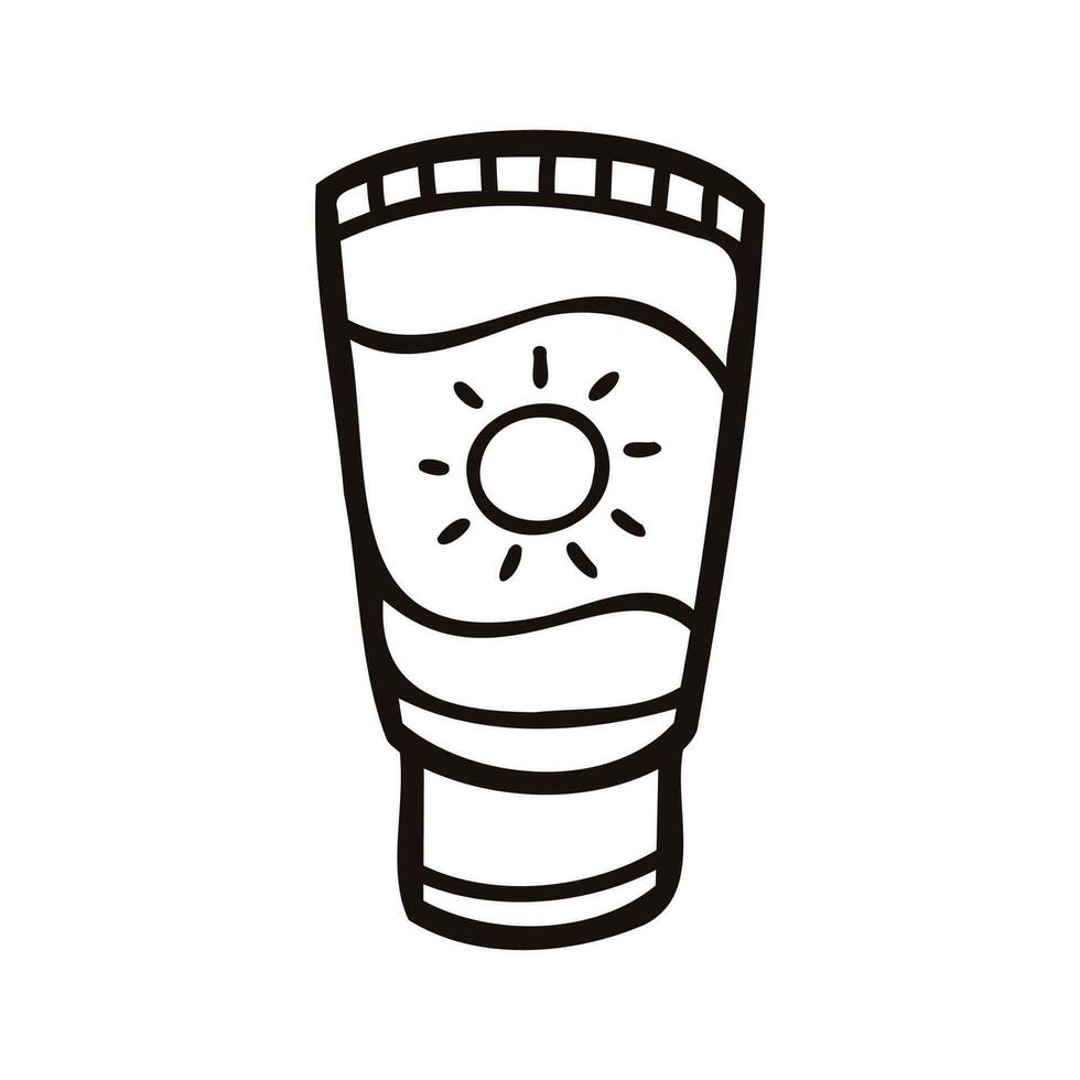 Hand Drawn sunscreen in doodle style vector