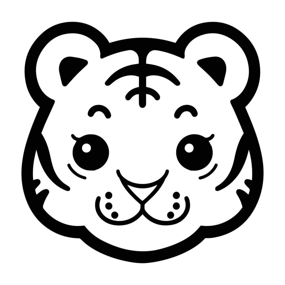 Hand Drawn cute tiger in doodle style vector