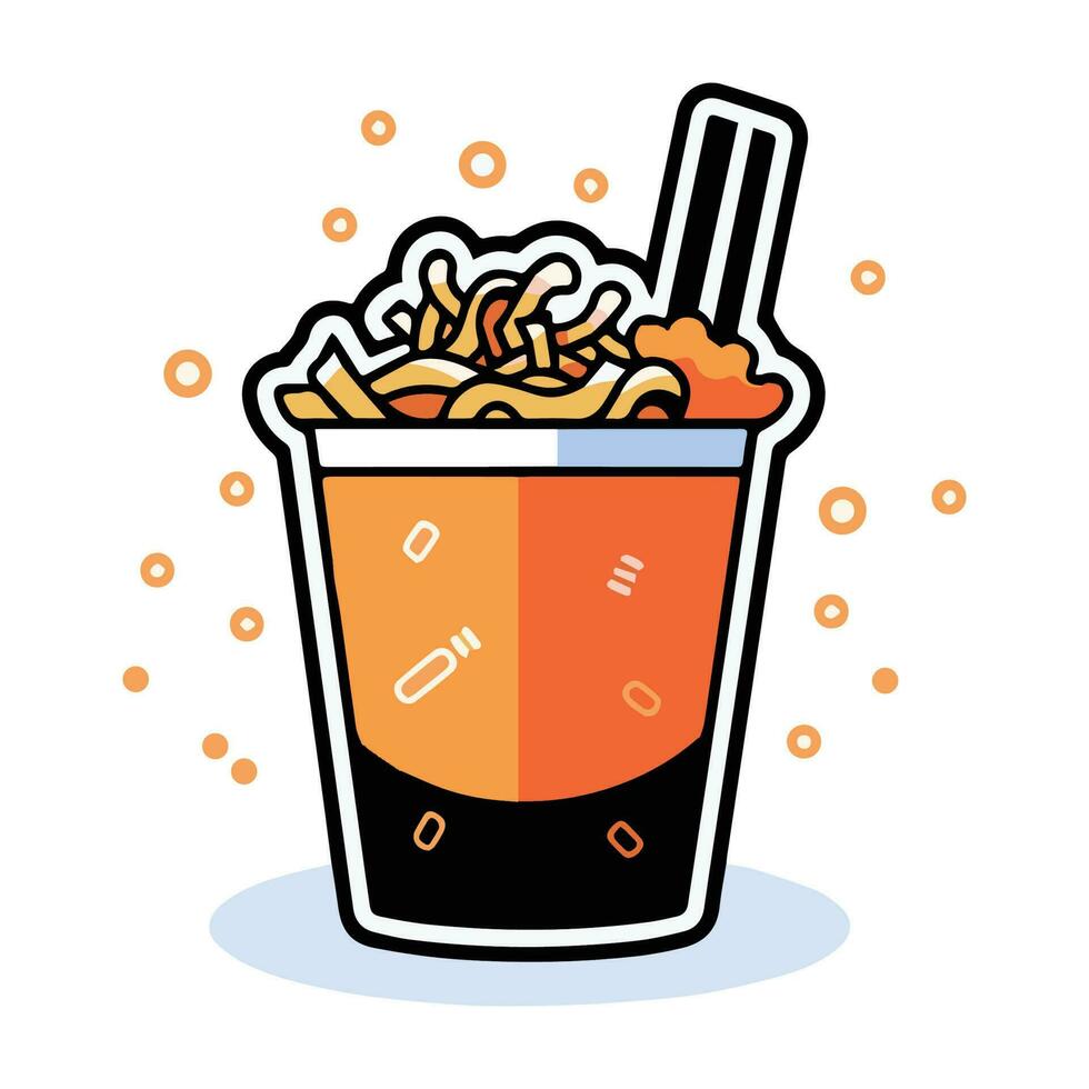 Hand Drawn instant noodles in doodle style vector