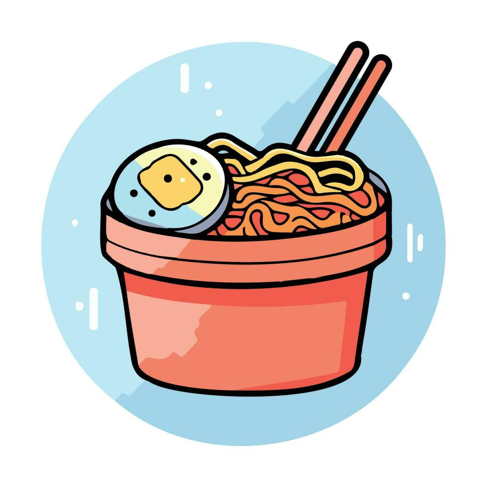 Hand Drawn instant noodles in doodle style vector