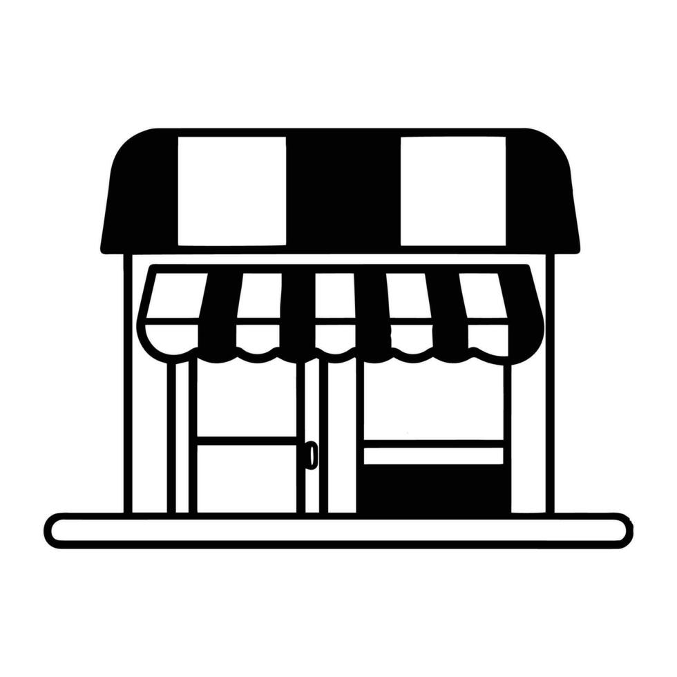 shop front in flat line art style vector