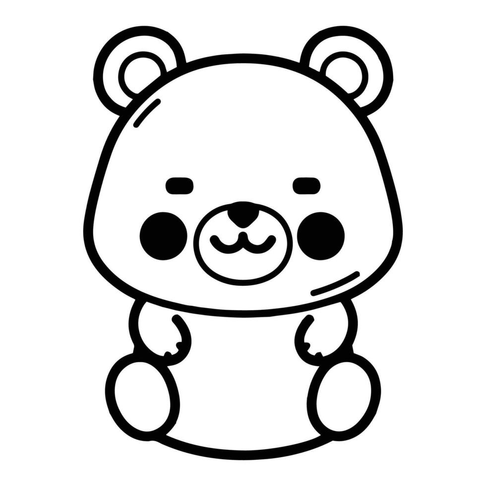 Hand Drawn cute bear in doodle style vector