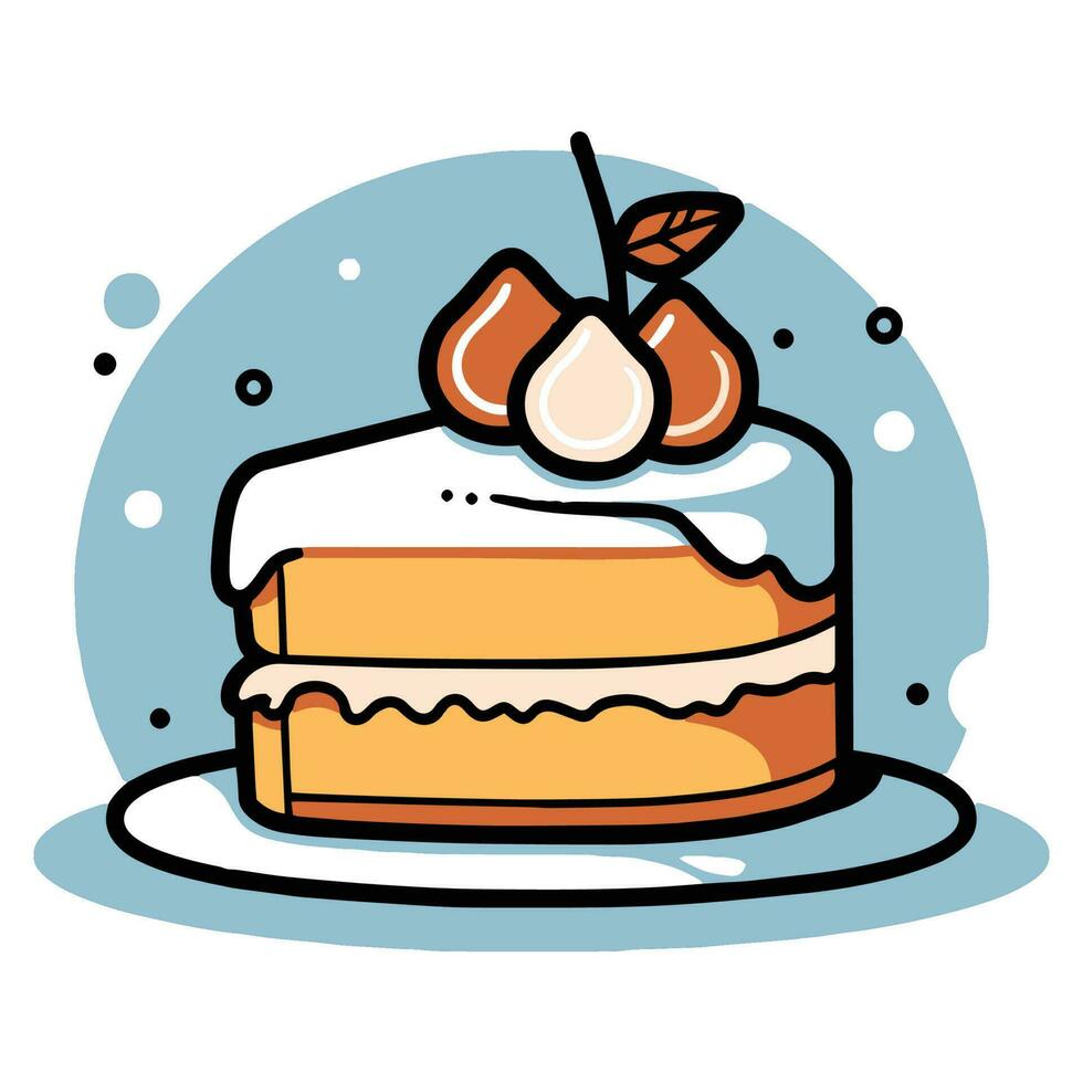 delicious cake in flat line art style vector