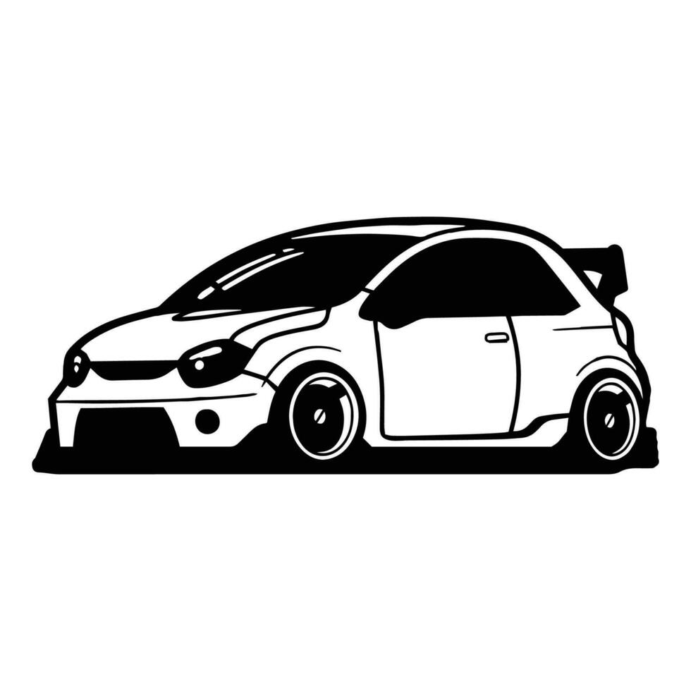 sedán coche en plano línea Arte estilo vector