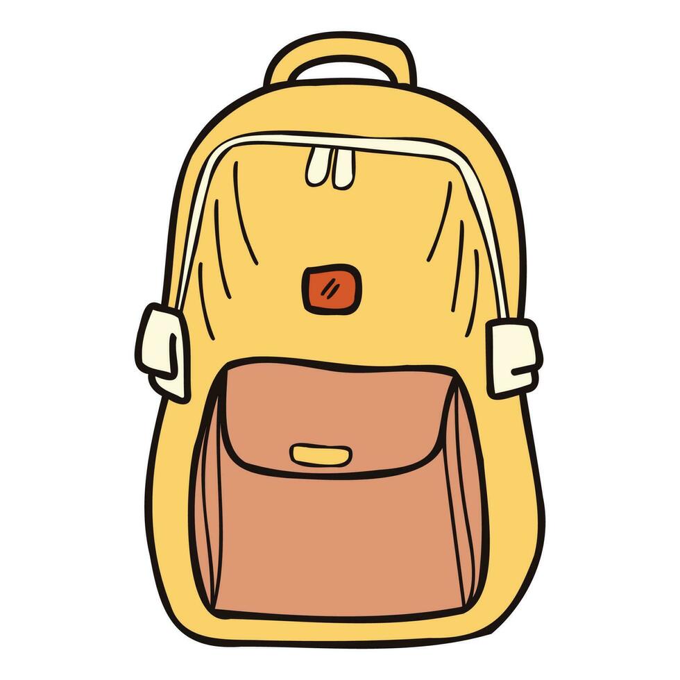 Hand Drawn cute backpack for kids in doodle style vector