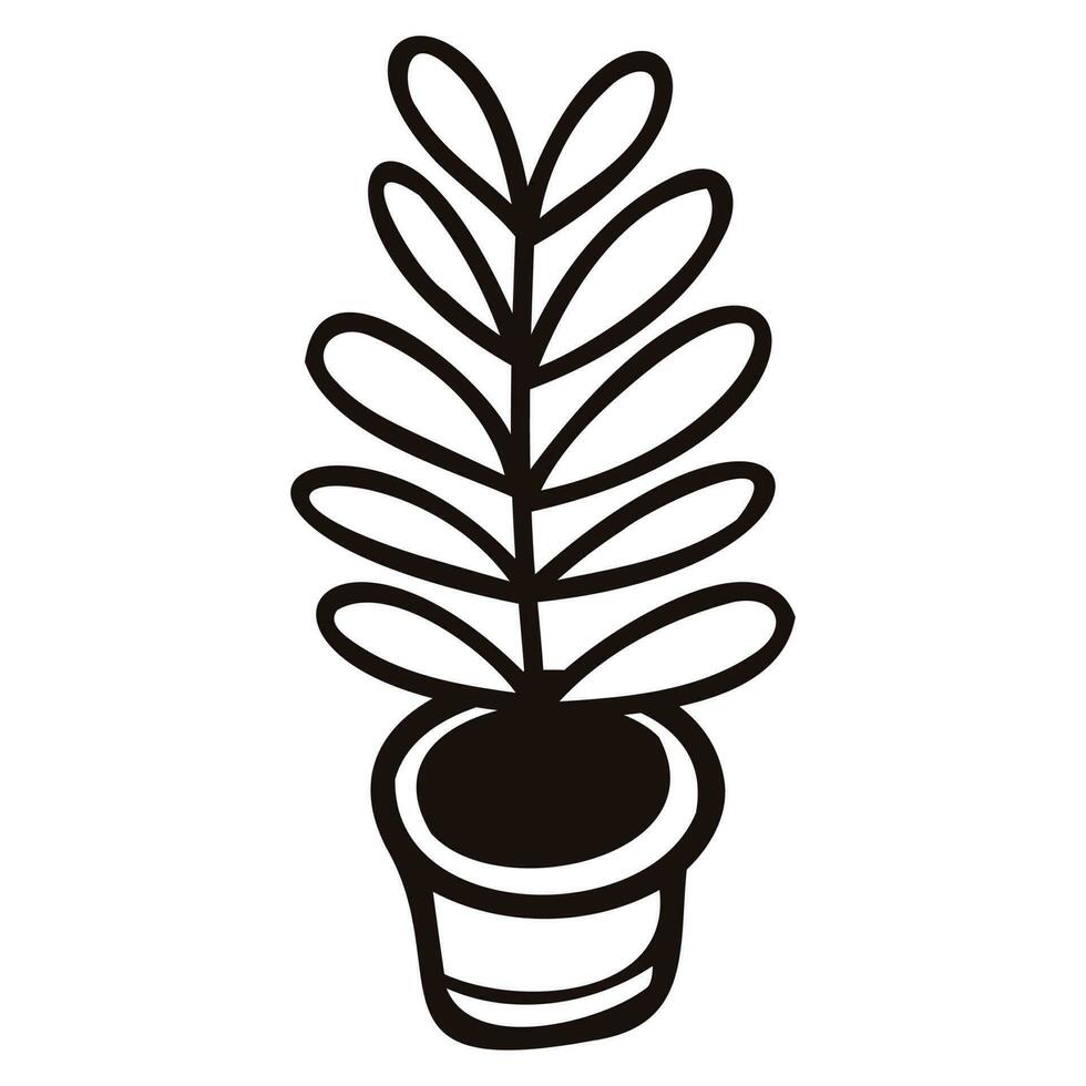 Hand Drawn leaves and twigs from the top view in doodle style vector