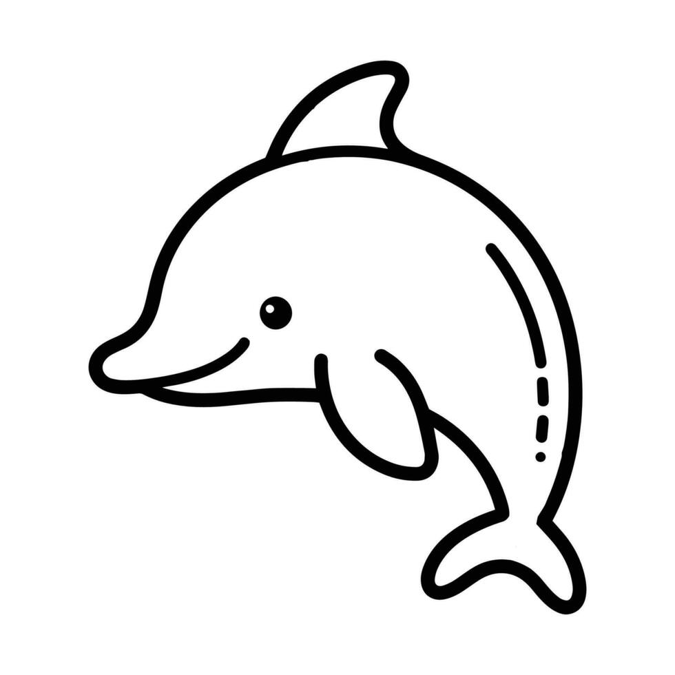 Hand Drawn cute dolphin in doodle style vector