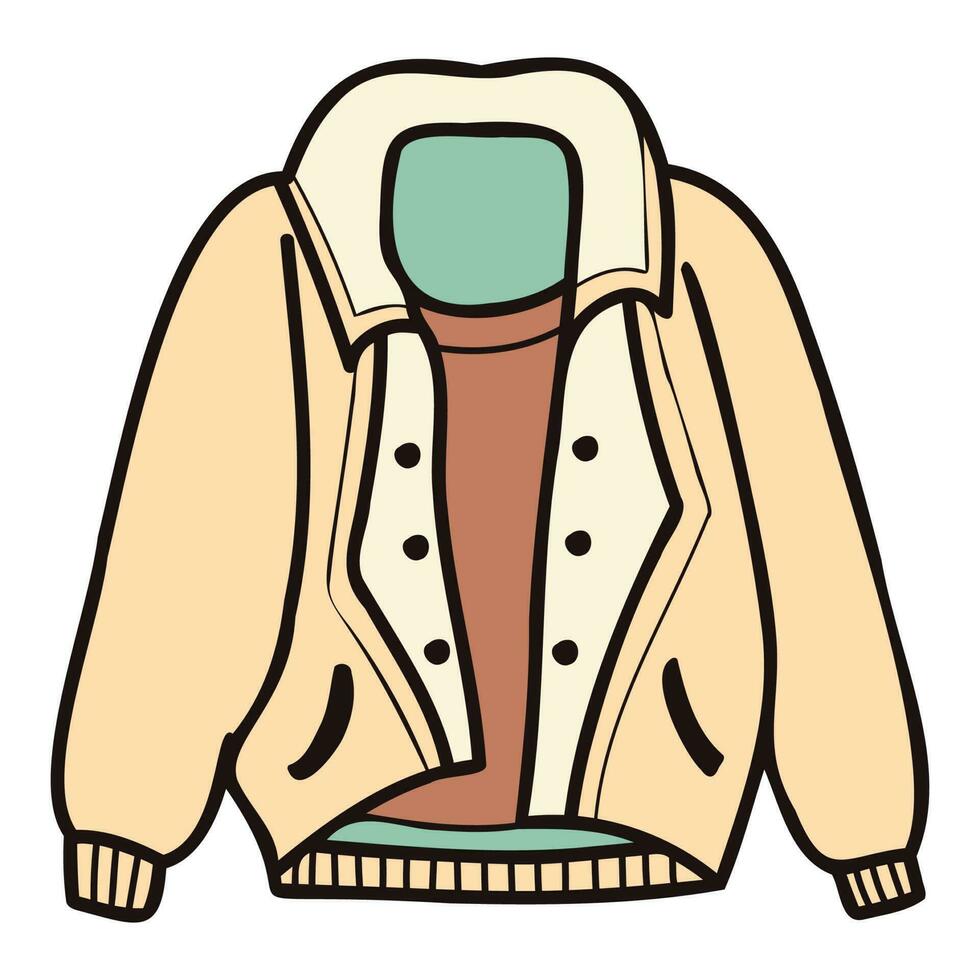 Hand Drawn cute jackets for men in doodle style vector
