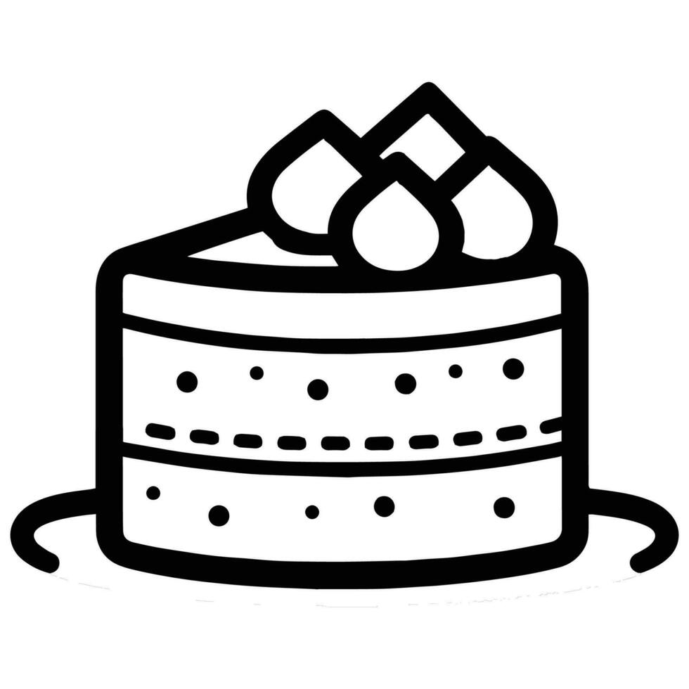 delicious cake in flat line art style vector