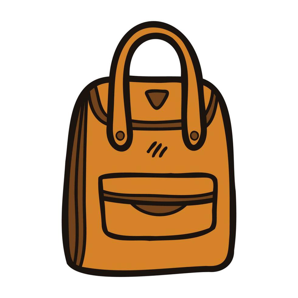 Hand Drawn cute backpack for kids in doodle style vector