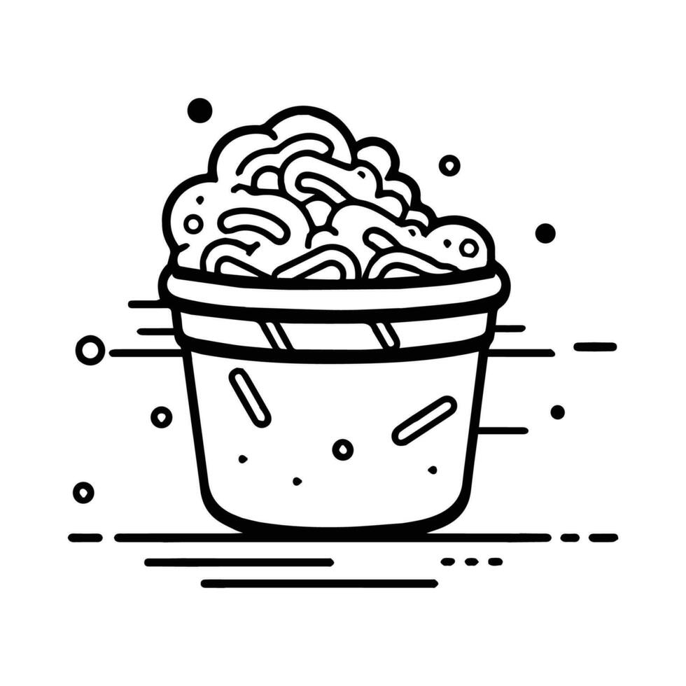 Hand Drawn instant noodles in doodle style vector
