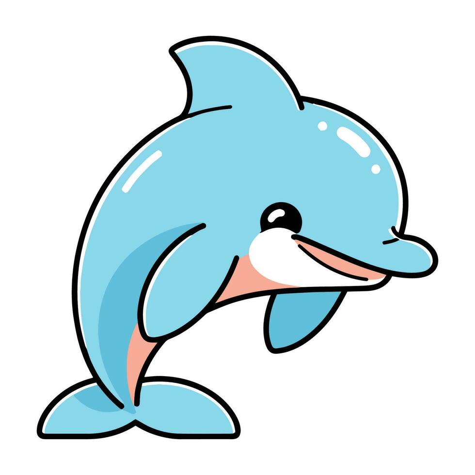 Hand Drawn cute dolphin in doodle style vector