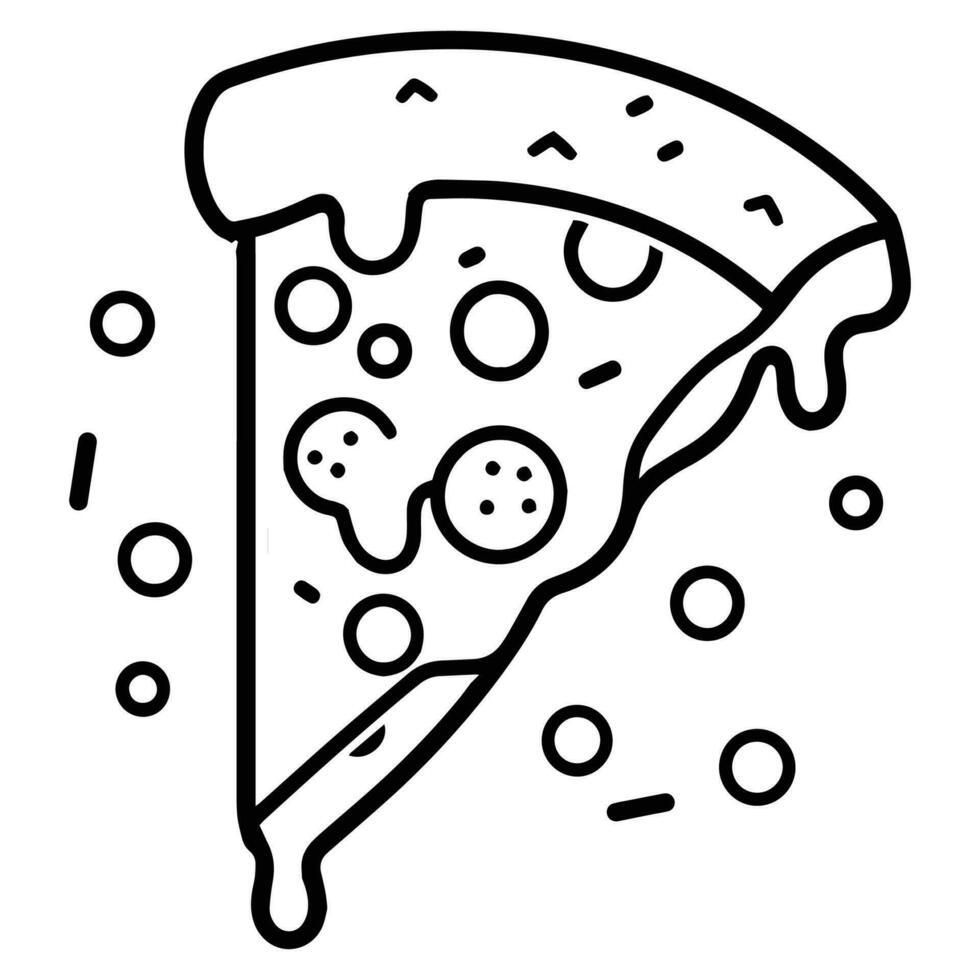 pizza in flat line art style vector