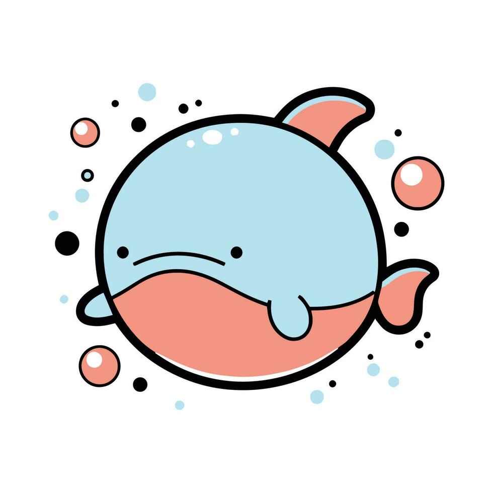 Hand Drawn cute dolphin in doodle style vector