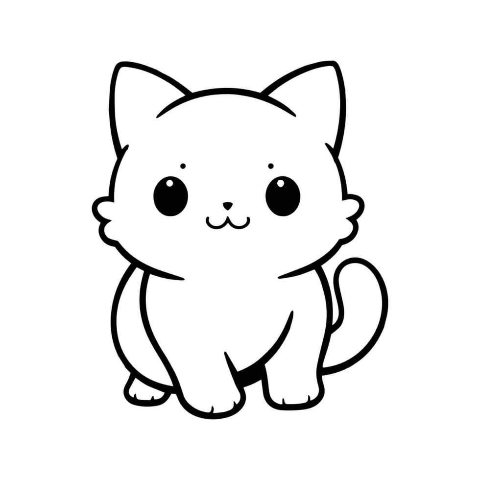 Hand Drawn cute cat in doodle style vector