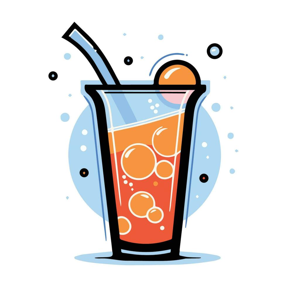 Hand Drawn refreshing juice in doodle style vector