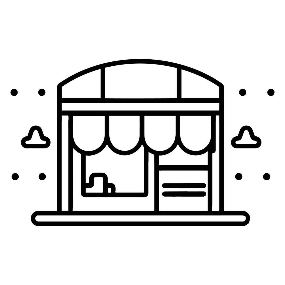 tienda frente en plano línea Arte estilo vector