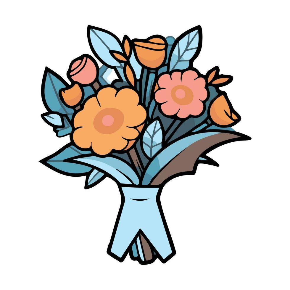 Hand Drawn flower bouquet in doodle style vector