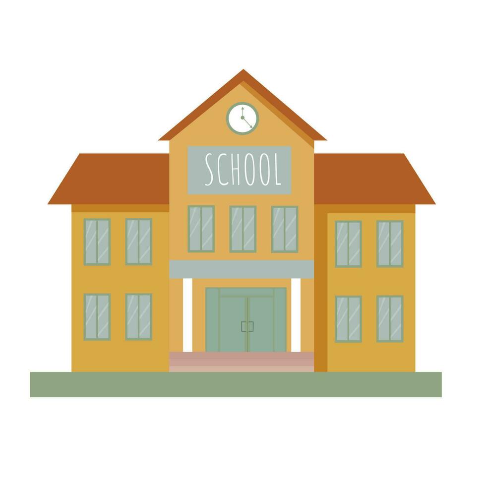 vector isolated cute cartoon building school