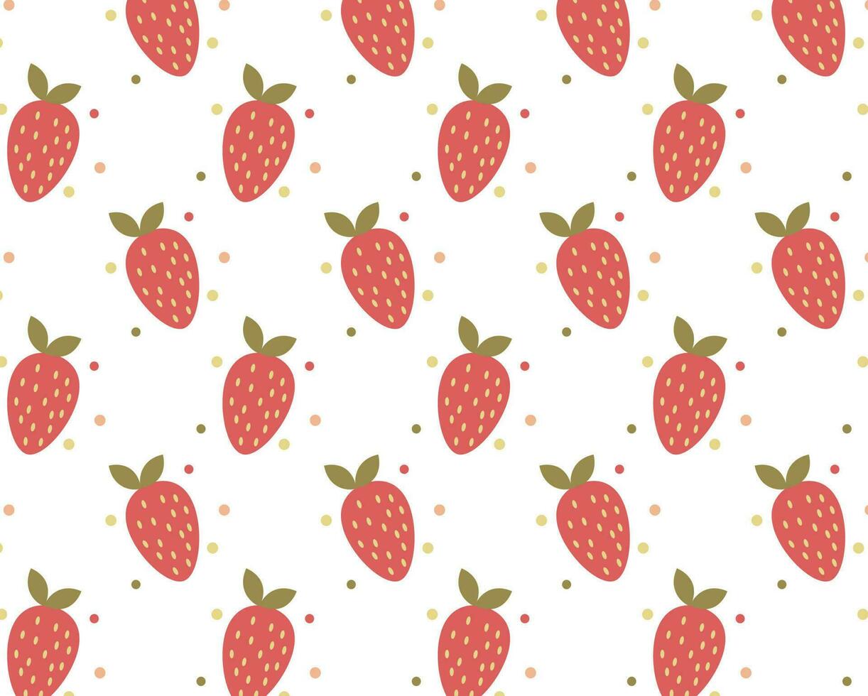 vector cute summer pattern with simple pretty strawberry