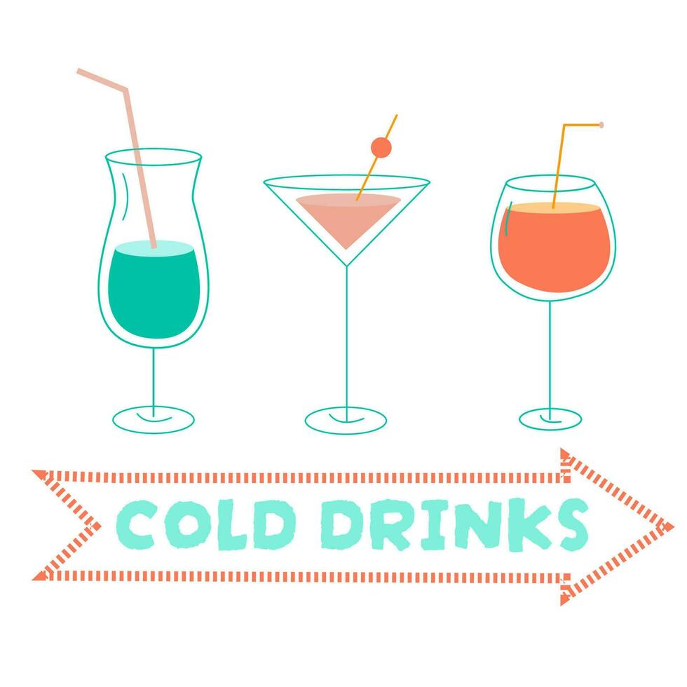vector set wth cold summer drinks