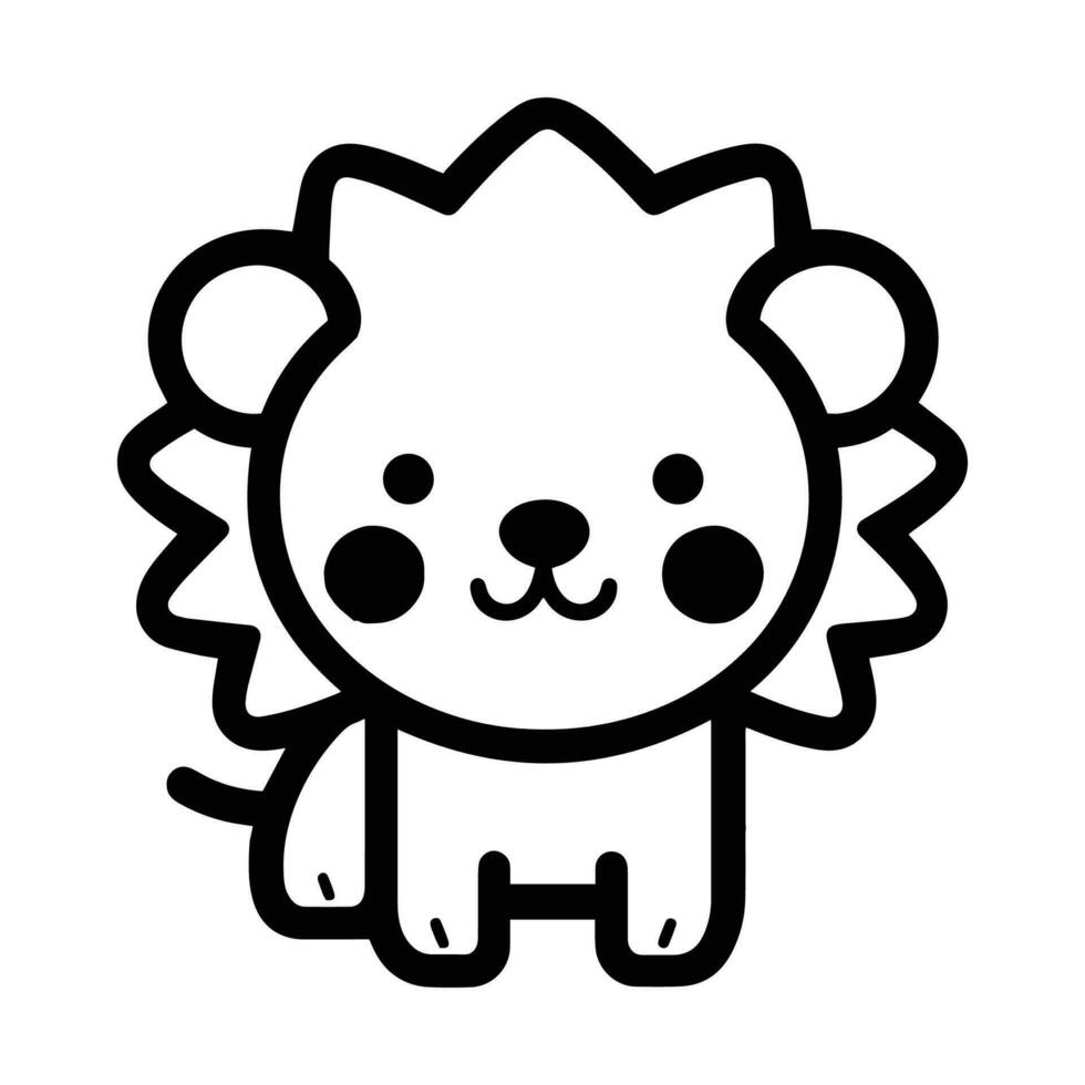 Hand Drawn cute lion in doodle style vector