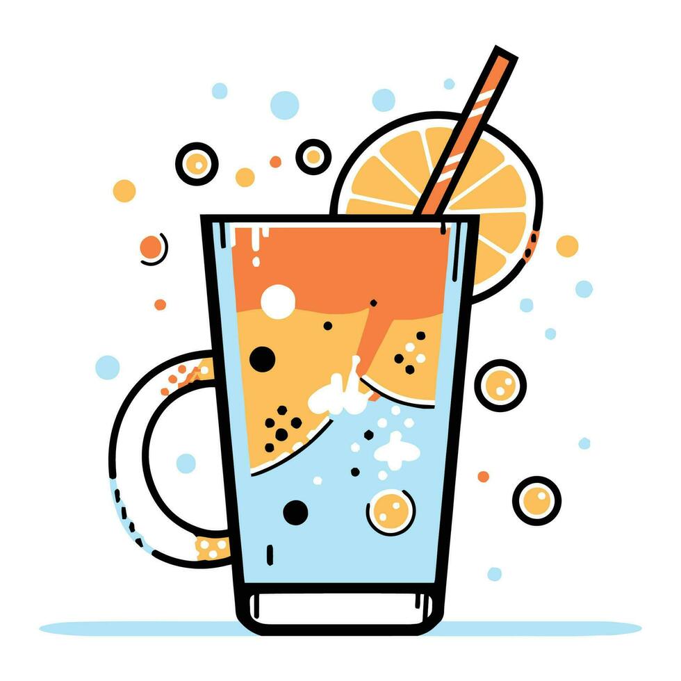 Hand Drawn refreshing juice in doodle style vector