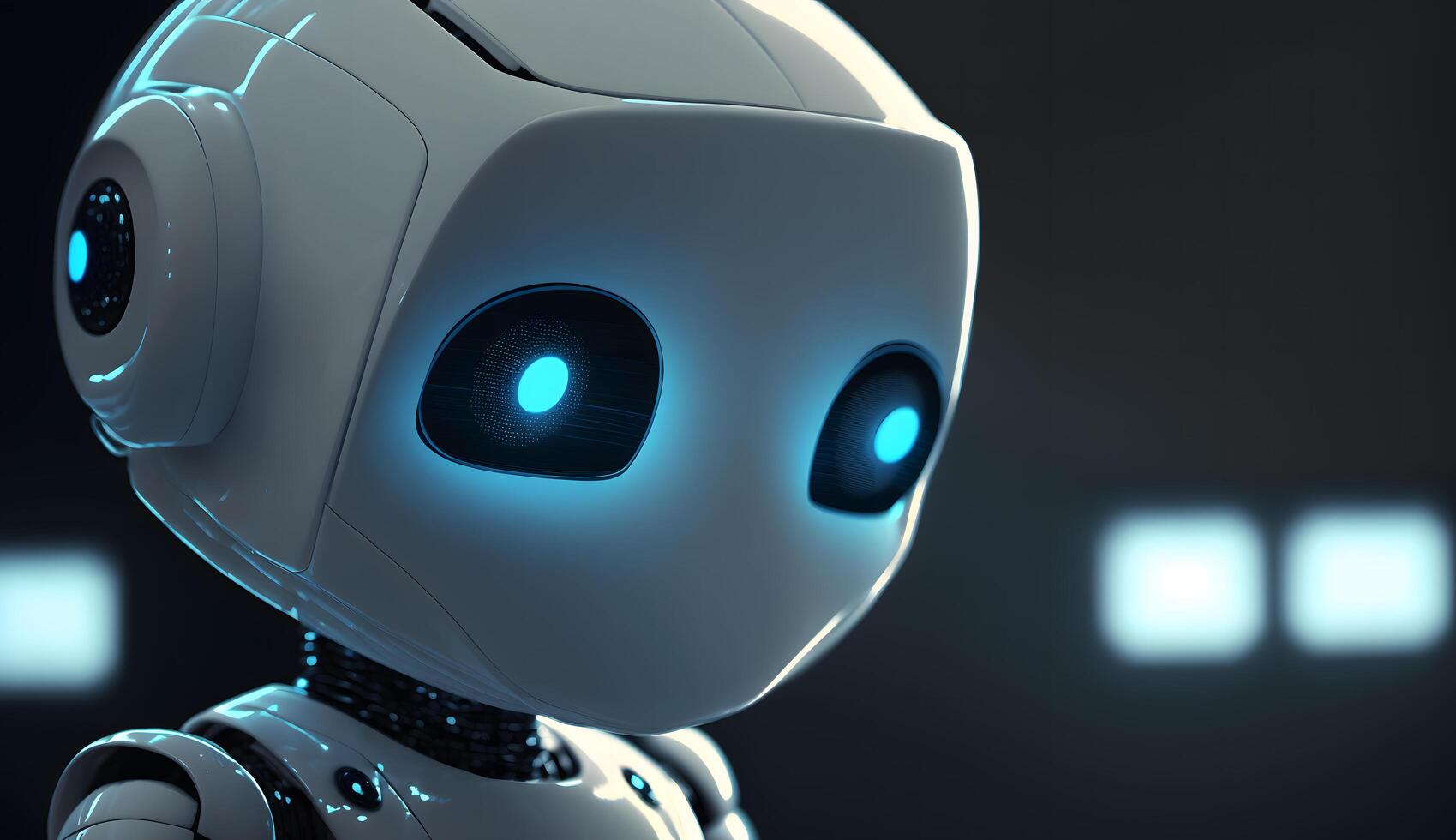 Robot with blue eye created using Technology photo