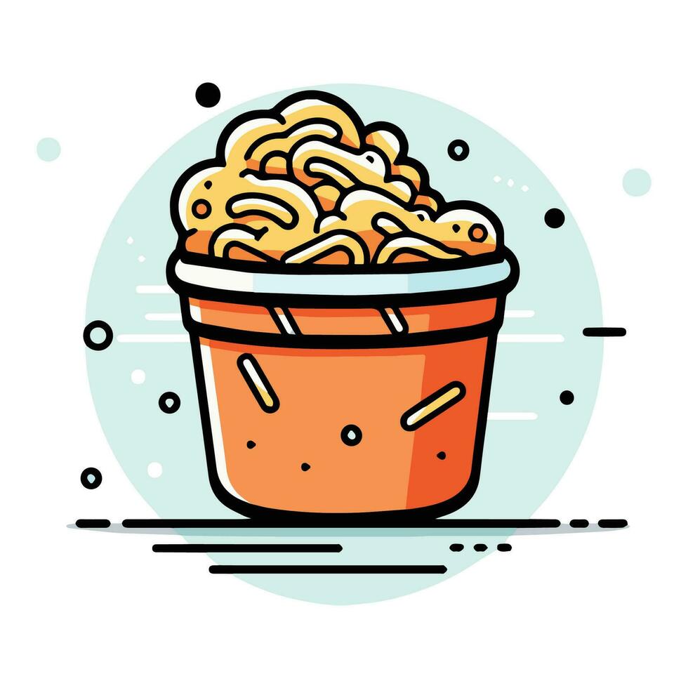 Hand Drawn instant noodles in doodle style vector