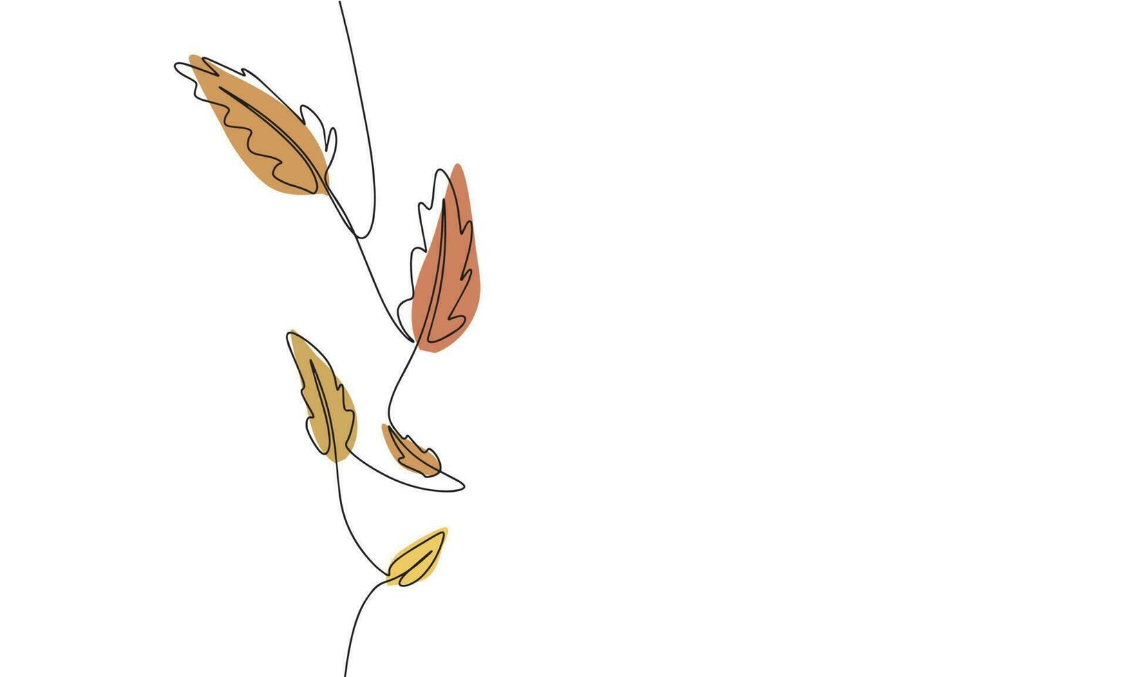 hojas en otoño aislado en blanco antecedentes. línea Arte otoño hojas. uno línea continuo vector ilustración.